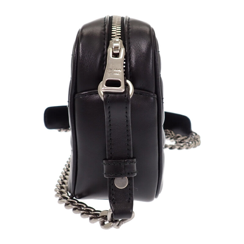 プラダ PRADA ダイアグラム ショルダー 1BH084_2D91_V_COI ショルダーバッグ カーフスキン ブラック シルバー金具 レディース【中古】【Aランク】