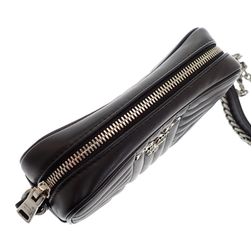 プラダ PRADA ダイアグラム ショルダー 1BH084_2D91_V_COI ショルダーバッグ カーフスキン ブラック シルバー金具 レディース【中古】【Aランク】