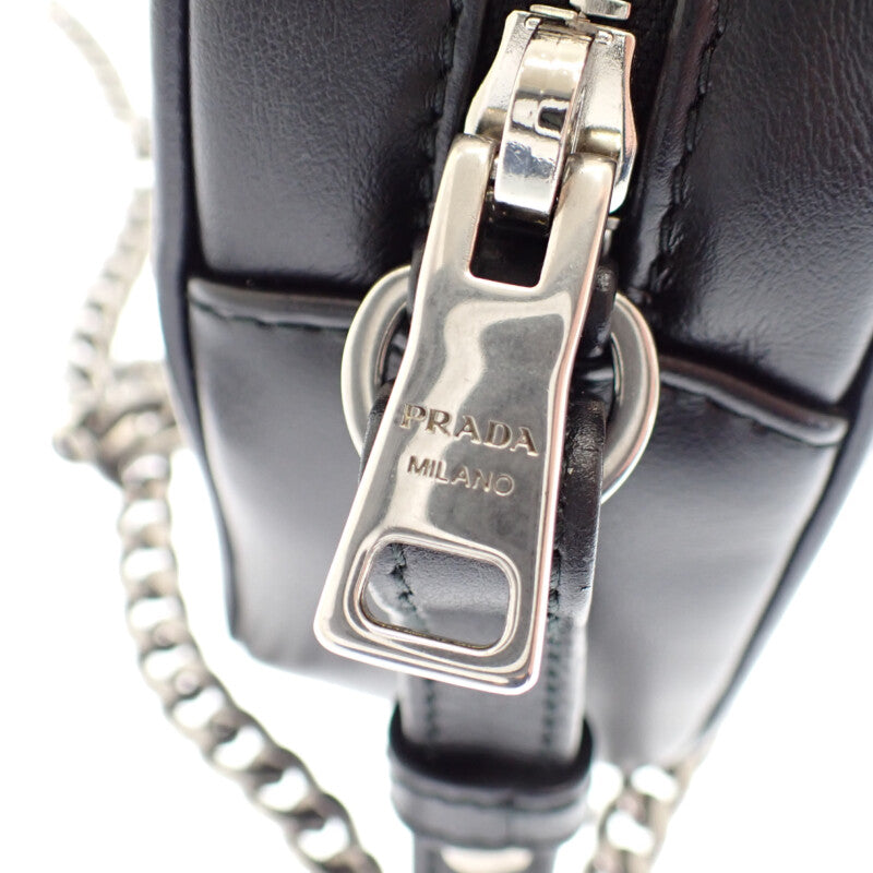 プラダ PRADA ダイアグラム ショルダー 1BH084_2D91_V_COI ショルダーバッグ カーフスキン ブラック シルバー金具 レディース【中古】【Aランク】