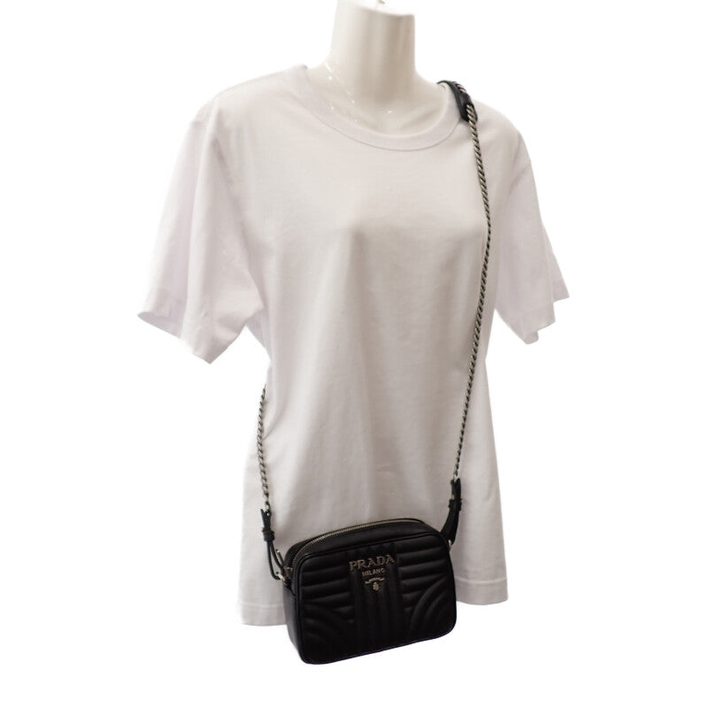 プラダ PRADA ダイアグラム ショルダー 1BH084_2D91_V_COI ショルダーバッグ カーフスキン ブラック シルバー金具 レディース【中古】【Aランク】