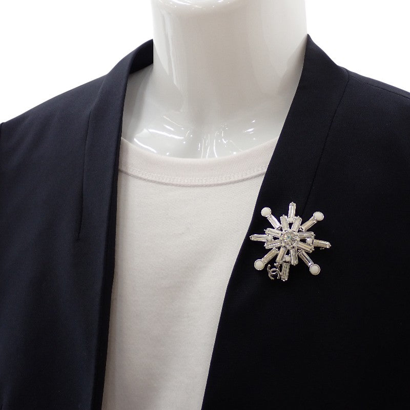 香奈兒 CHANEL 雪花 星星 胸針 金屬 銀色 女款【中古】【AB級】