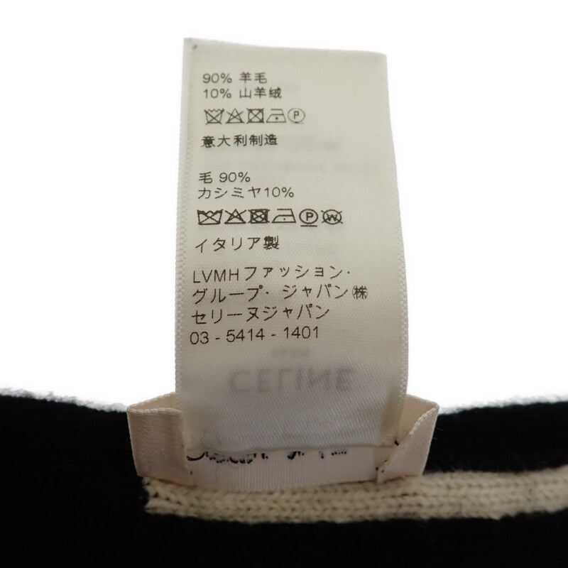 セリーヌ CELINE ロゴ フリンジ 2A95Q227O.38OW マフラー ウール カシミヤ ブラック レディース メンズ【中古】【ABランク】