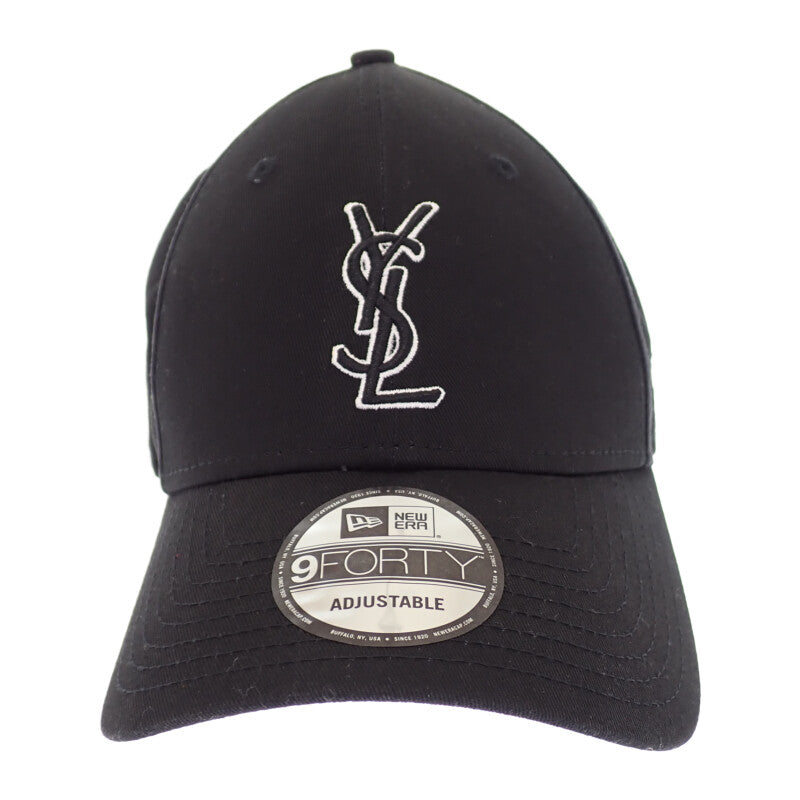 サンローラン SAINT LAURENT ニューエラ YSL モノグラム 687687YCL361000 キャップ コットン ブラック シルバー金具 レディース メンズ ユニセックス【中古】【ABランク】