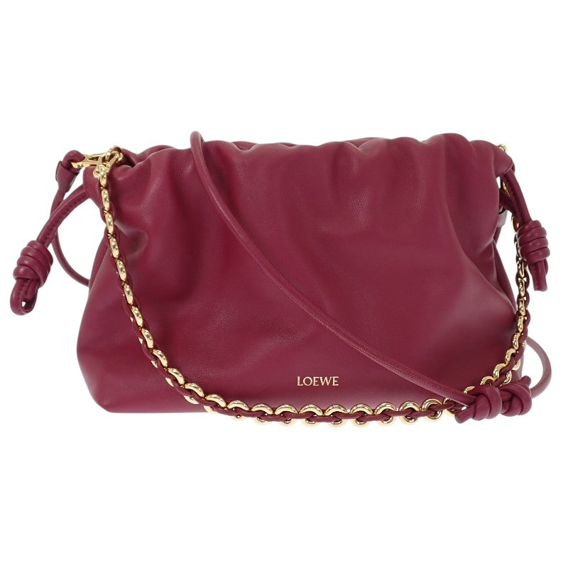 ロエベ LOEWE フラメンコパース A411FCRX75 ショルダーバッグ ラムスキン ボルドー ダークバーガンディ ゴールド金具 レディース【中古】【ABランク】