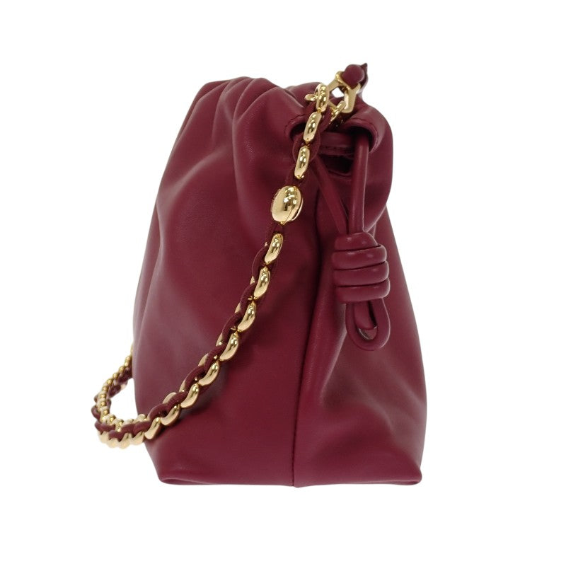 ロエベ LOEWE フラメンコパース A411FCRX75 ショルダーバッグ ラムスキン ボルドー ダークバーガンディ ゴールド金具 レディース【中古】【ABランク】