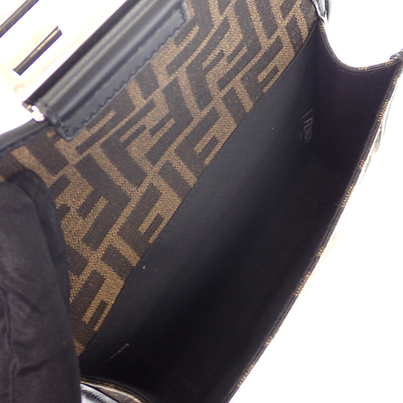 FENDI 芬迪 Baguette Double 7VA649ALWKF0L3T 單肩包 皮革 FF緹花 棕色 黑色 銀色五金 女士【中古】【A級品】