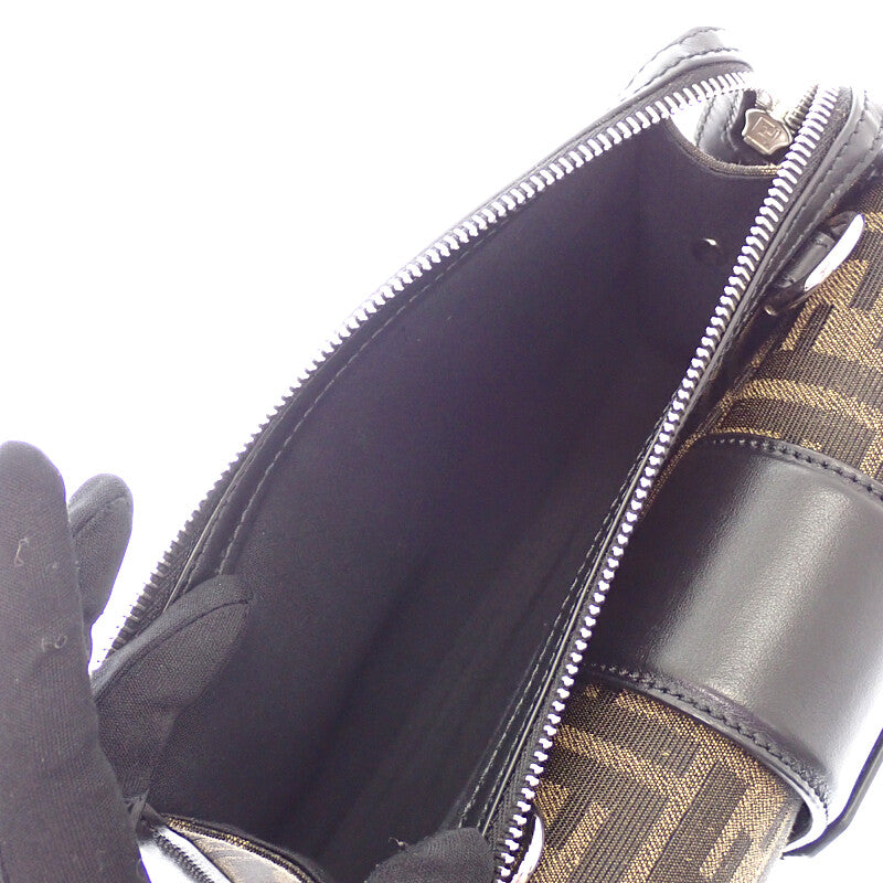 FENDI 芬迪 Baguette Double 7VA649ALWKF0L3T 單肩包 皮革 FF緹花 棕色 黑色 銀色五金 女士【中古】【A級品】