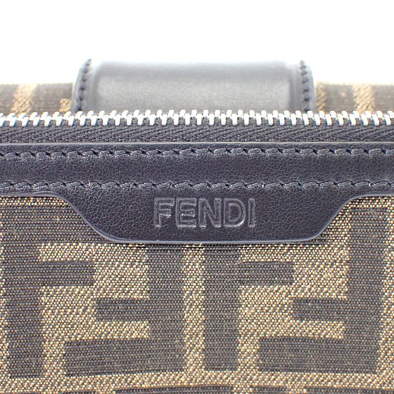 FENDI 芬迪 Baguette Double 7VA649ALWKF0L3T 單肩包 皮革 FF緹花 棕色 黑色 銀色五金 女士【中古】【A級品】
