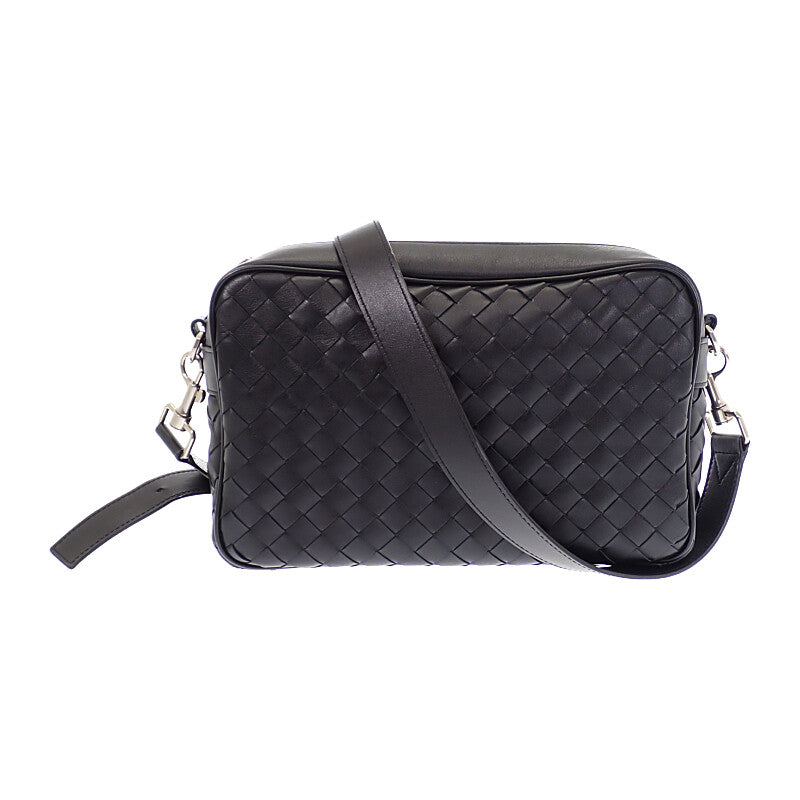 ボッテガヴェネタ BOTTEGA VENETA イントレチャートカメラ 755925V2HL18803 ショルダーバッグ カーフ ブラック シルバー金具 メンズ レディース【中古】【Aランク】