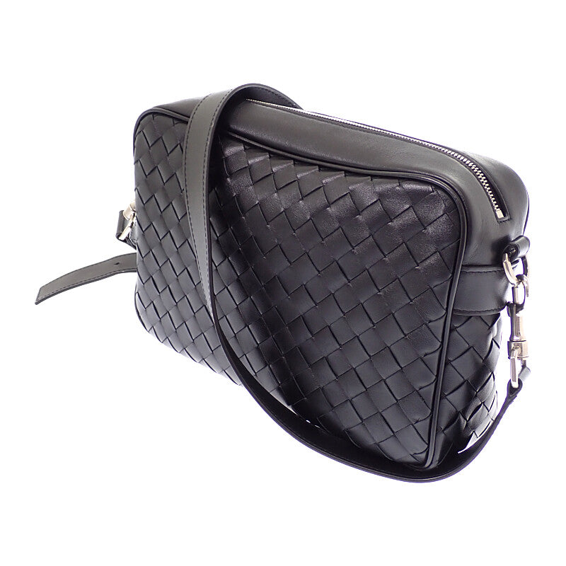 Bottega Veneta 葆蝶家 編織相機包 755925V2HL18803 單肩包 小牛皮 黑色 銀色五金 男士女士【二手】【A級】