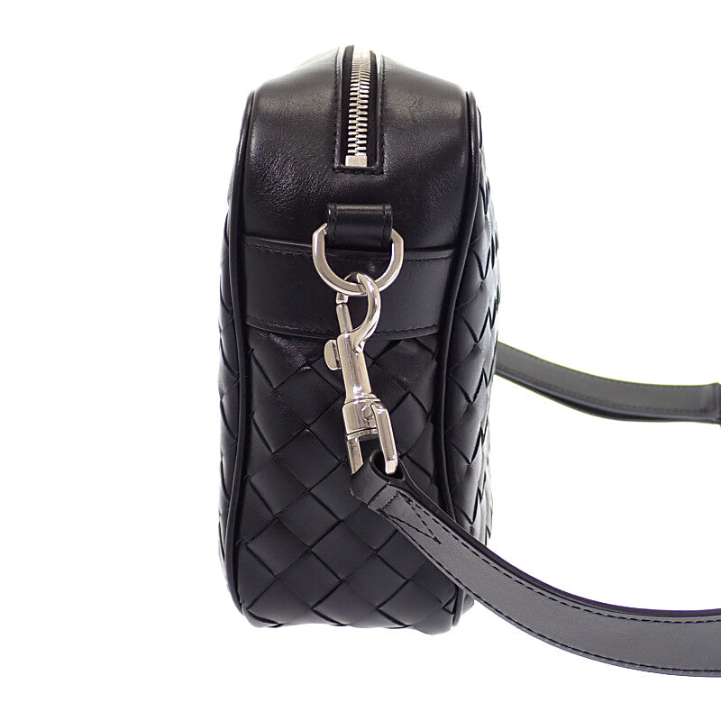 Bottega Veneta 葆蝶家 編織相機包 755925V2HL18803 單肩包 小牛皮 黑色 銀色五金 男士女士【二手】【A級】