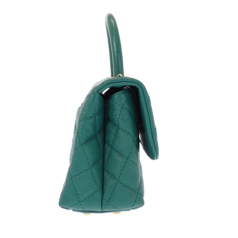 シャネル CHANEL ココハンドルXS トップハンドル A92990 2WAYバッグ キャビアスキン グリーン ゴールド金具 レディース【中古】【ABランク】