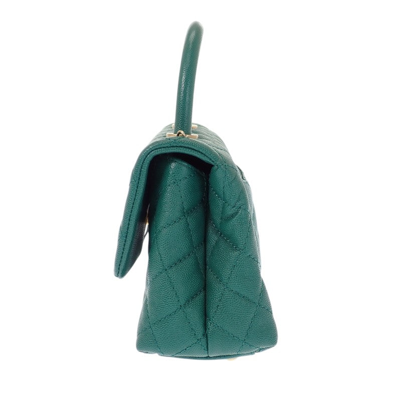 シャネル CHANEL ココハンドルXS トップハンドル A92990 2WAYバッグ キャビアスキン グリーン ゴールド金具 レディース【中古】【ABランク】