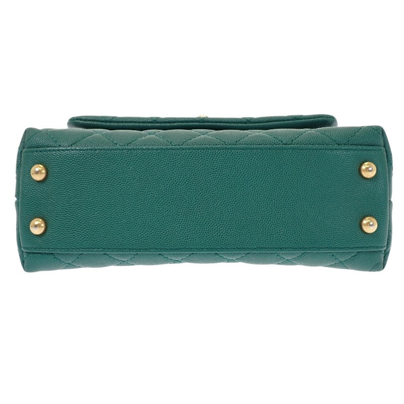 シャネル CHANEL ココハンドルXS トップハンドル A92990 2WAYバッグ キャビアスキン グリーン ゴールド金具 レディース【中古】【ABランク】