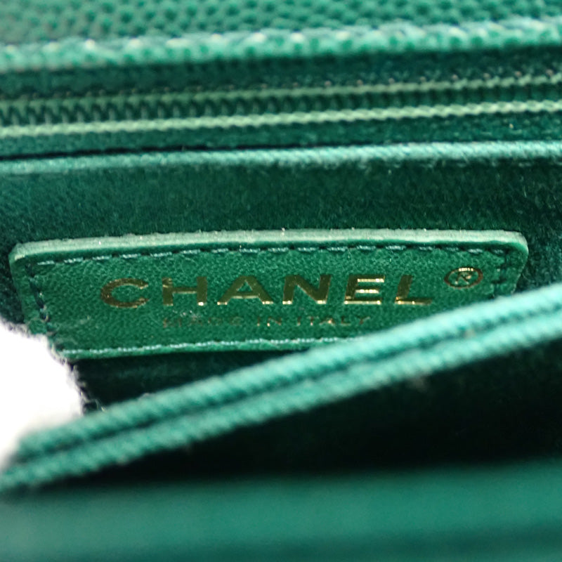 香奈兒 CHANEL Coco Handle XS 頂部提把 A92990 兩用包 魚子醬皮革 綠色 金色五金 女士【中古】【AB級】