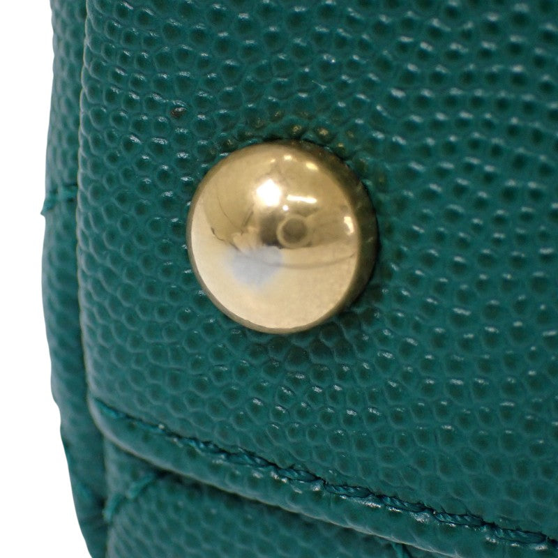 香奈兒 CHANEL Coco Handle XS 頂部提把 A92990 兩用包 魚子醬皮革 綠色 金色五金 女士【中古】【AB級】
