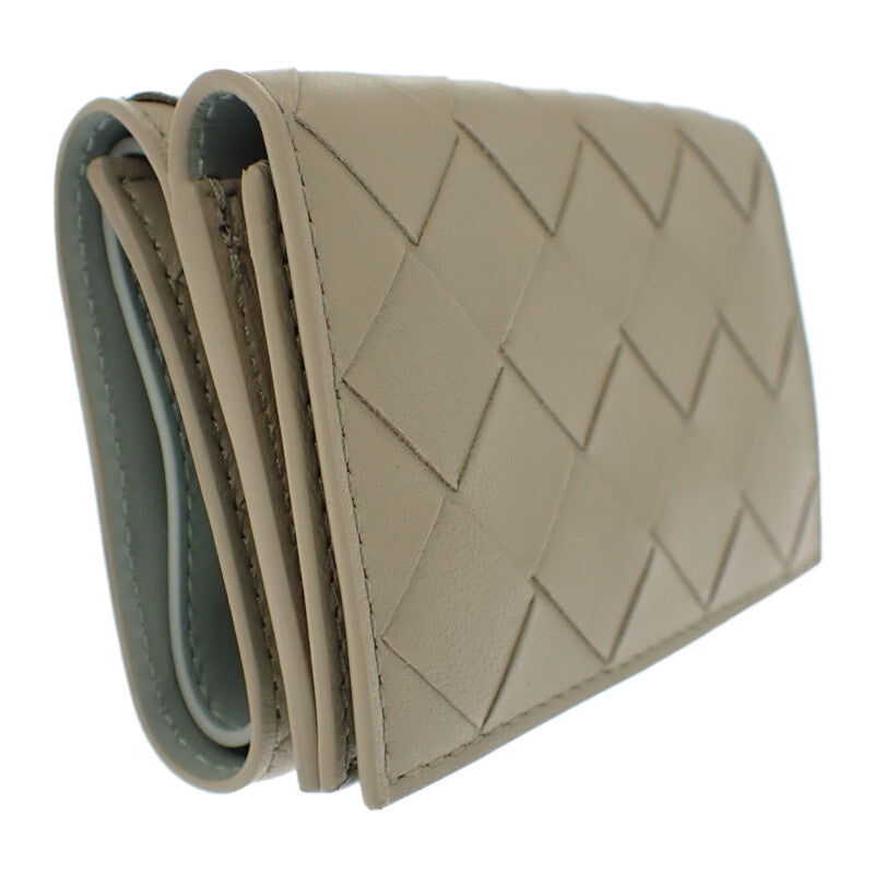 ボッテガヴェネタ BOTTEGA VENETA タイニー 三つ折りウォレット 751156VCPP68369 三つ折り財布 イントレチャート グリーン ニューセージ トラバーチン ゴールド金具 レディース メンズ【中古】【Aランク】
