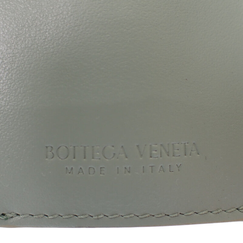 ボッテガヴェネタ BOTTEGA VENETA タイニー 三つ折りウォレット 751156VCPP68369 三つ折り財布 イントレチャート グリーン ニューセージ トラバーチン ゴールド金具 レディース メンズ【中古】【Aランク】