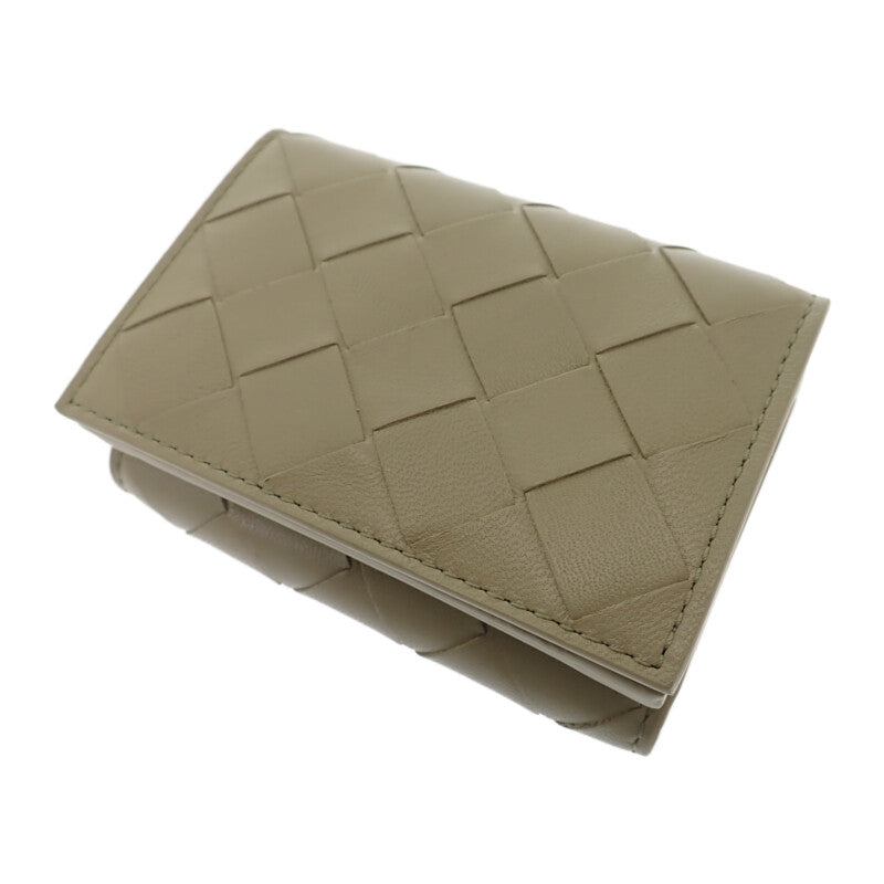 ボッテガヴェネタ BOTTEGA VENETA タイニー 三つ折りウォレット 751156VCPP68369 三つ折り財布 イントレチャート グリーン ニューセージ トラバーチン ゴールド金具 レディース メンズ【中古】【Aランク】