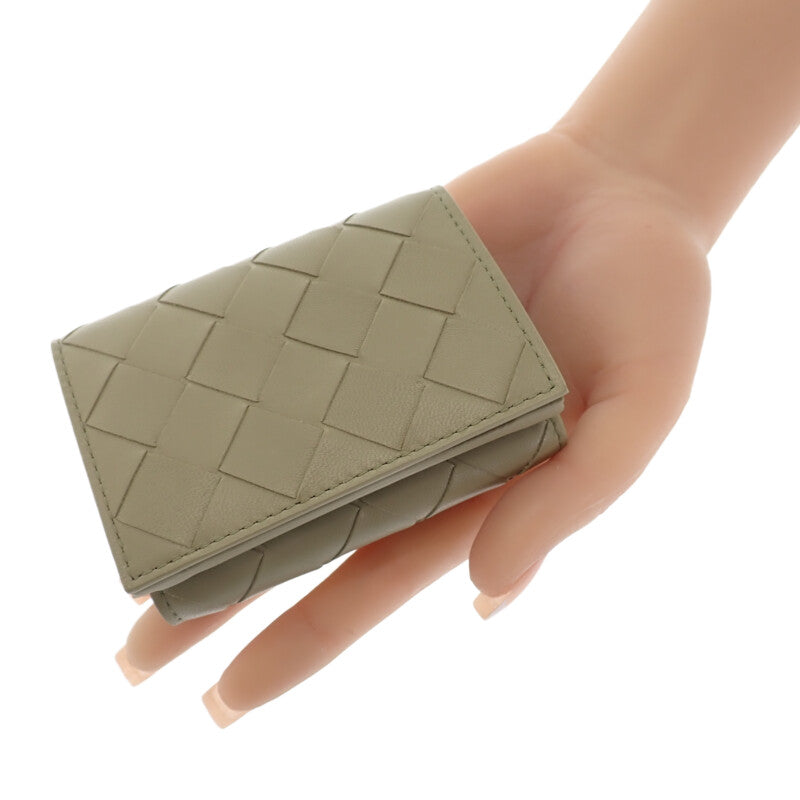 ボッテガヴェネタ BOTTEGA VENETA タイニー 三つ折りウォレット 751156VCPP68369 三つ折り財布 イントレチャート グリーン ニューセージ トラバーチン ゴールド金具 レディース メンズ【中古】【Aランク】