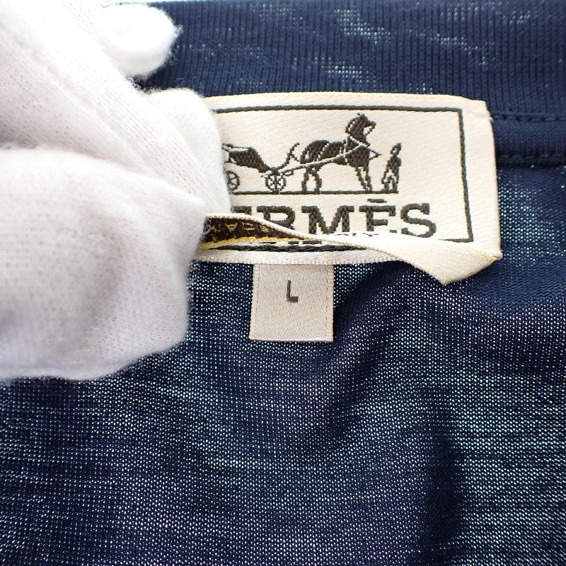 エルメス HERMES カヴァルカード L 半袖Tシャツ コットン ネイビー メンズ【中古】【Aランク】