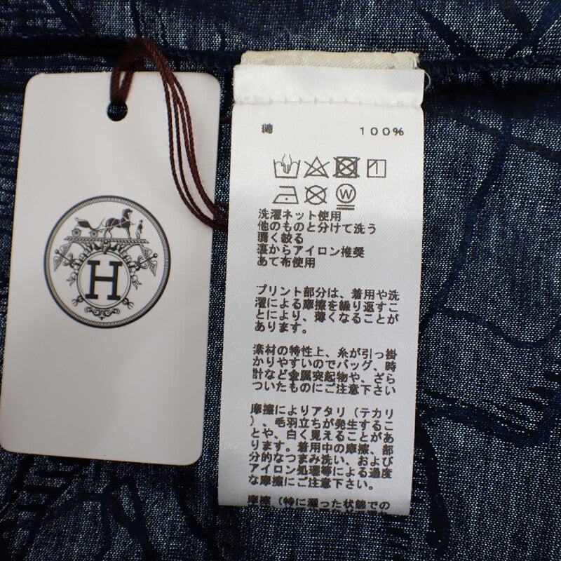 エルメス HERMES カヴァルカード L 半袖Tシャツ コットン ネイビー メンズ【中古】【Aランク】