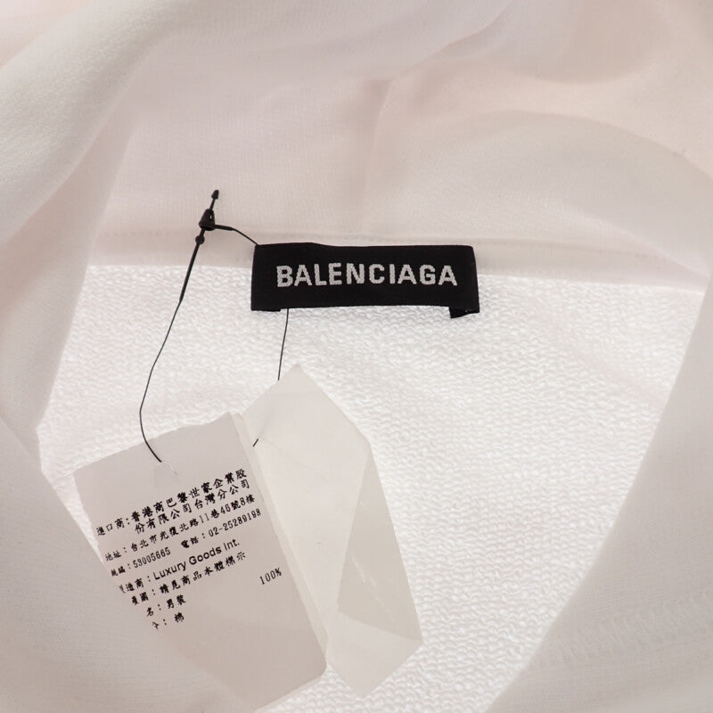 バレンシアガ BALENCIAGA オーバーサイズ フーディ プルオーバー M 556143TAV379000 パーカー コットン ホワイト メンズ レディース【中古】【Aランク】