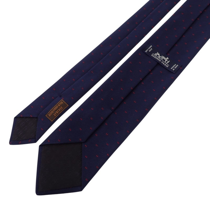 エルメス HERMES マグニファイングH H334161T 03 ネクタイ シルク ネイビー メンズ【中古】【Aランク】