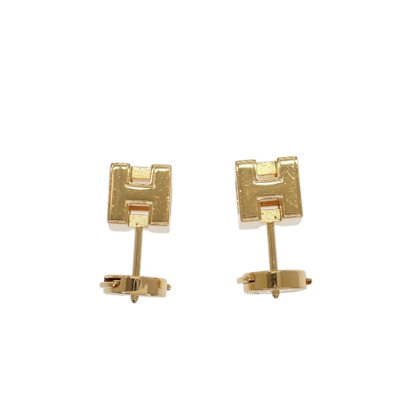エルメス HERMES カージュドアッシュ Hキューブ H604005F ピアス メタル ブラック ゴールド金具 レディース【中古】【ABランク】