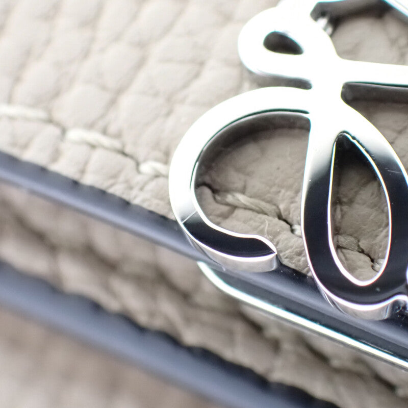 ロエベ LOEWE アナグラム トライフォールド コンパクトウォレット C821TR2X16 三つ折り財布 ペブルグレインカーフ サンド ベージュ系 シルバー金具 レディース【中古】【Aランク】