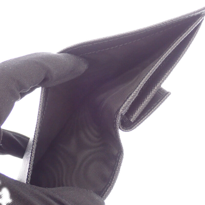 プラダ PRADA トライアングル 2MO008_QHH_F0002 二つ折り財布 サフィアーノ ブラック シルバー金具 メンズ レディース【中古】【Aランク】