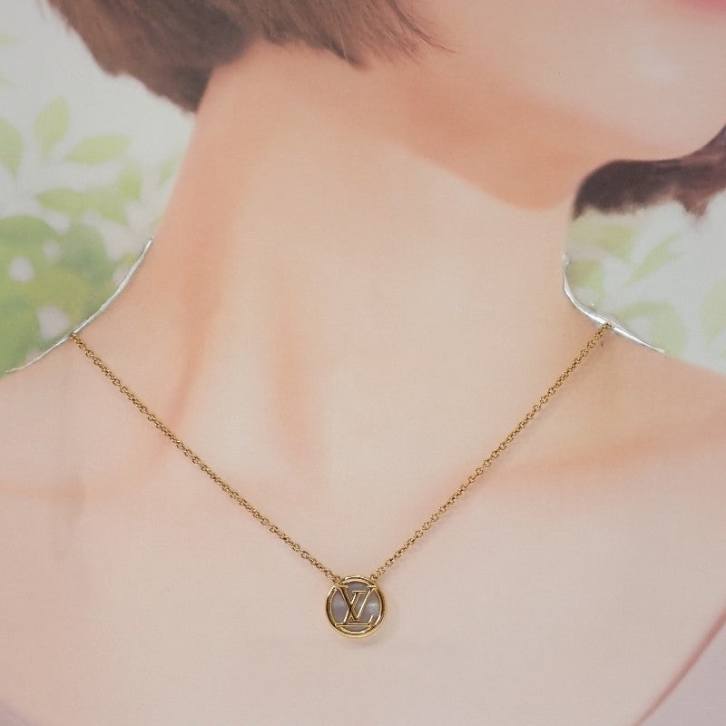 ルイヴィトン LOUIS VUITTON コリエ L TO V M80259 ネックレス メタル マザーオブパール ゴールド レディース【中古】【Aランク】