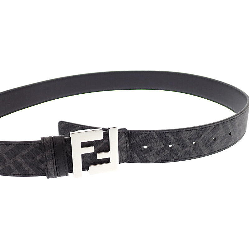 フェンディ FENDI FFスクエアベルト 100 7C0424AGR9F0GXN ベルト レザー ブラック シルバー金具 メンズ【中古】【Aランク】