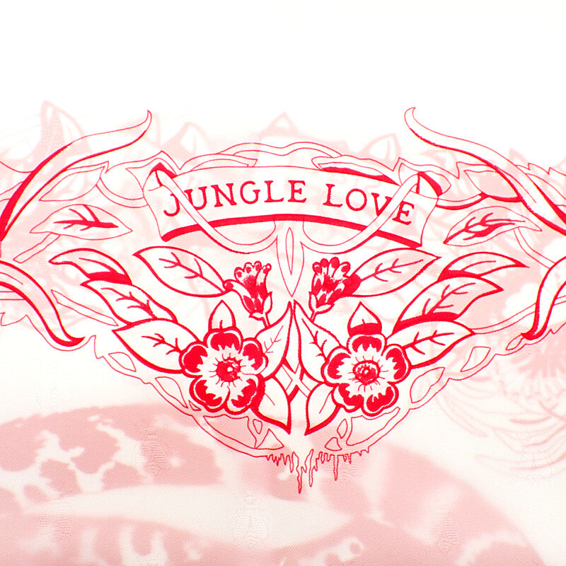 エルメス HERMES カレ90 JAUNGLE LOVE 171876SC08 スカーフ シルク ホワイト ピンク レディース【中古】【SAランク】