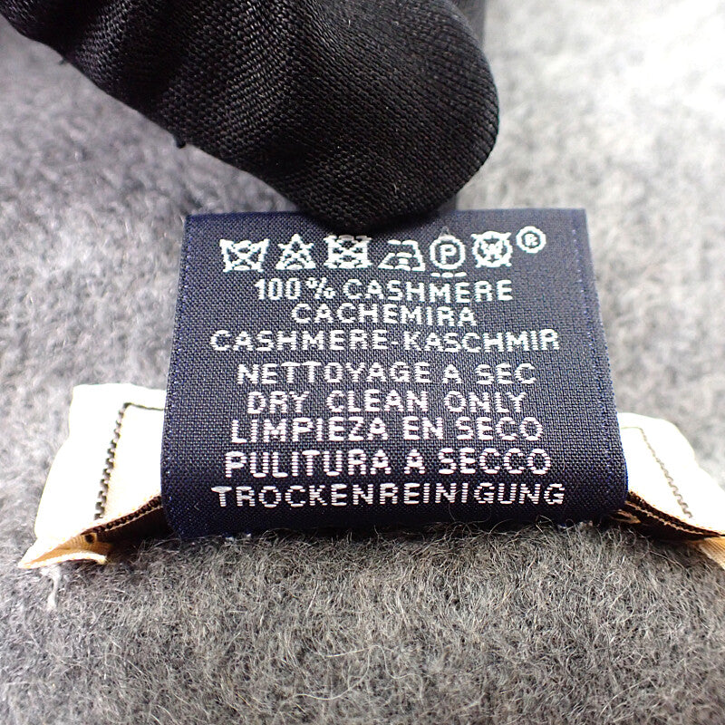 エルメス HERMES ユニ・ブロデ H393700T_04 マフラー カシミヤ グレー レディース メンズ ユニセックス【中古】【Aランク】