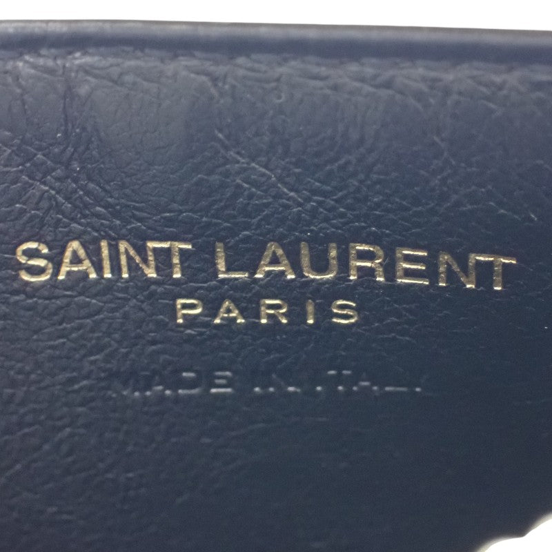 聖羅蘭 SAINT LAURENT 拉鍊式零錢卡片夾 611558 卡片夾 皮革 金色 金色金屬配件 女款【中古】【AB級】