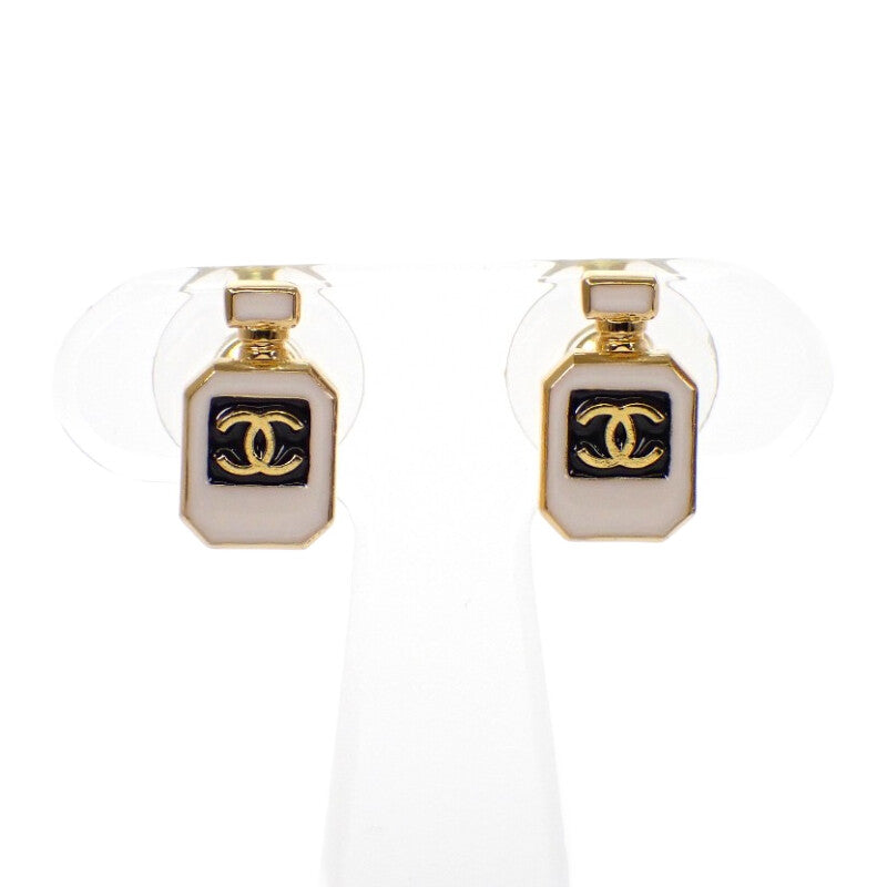 シャネル CHANEL ココマーク ABF078 ピアス メタル ホワイト ゴールド金具 レディース【中古】【Aランク】