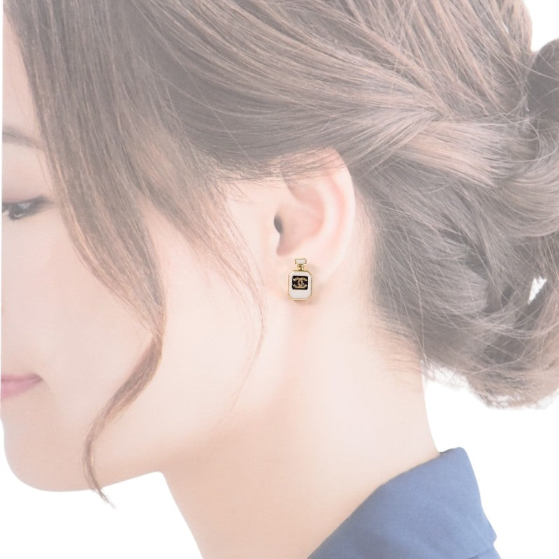 香奈兒 CHANEL COCO Mark ABF078 耳環 金屬 白色 金色金屬配件 女士【中古】【A級】