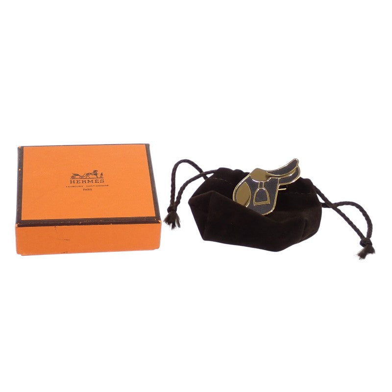 エルメス HERMES ア・シュヴァル A Cheval スカーフリング メタル ブラック ゴールド金具 レディース【中古】【Aランク】