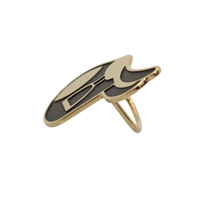 愛馬仕 HERMES A Cheval 絲巾環 金屬 黑色 金色金屬件 女士【中古】【A級品】