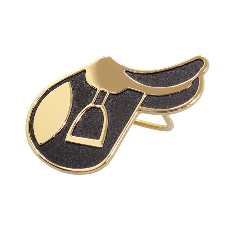 エルメス HERMES ア・シュヴァル A Cheval スカーフリング メタル ブラック ゴールド金具 レディース【中古】【Aランク】