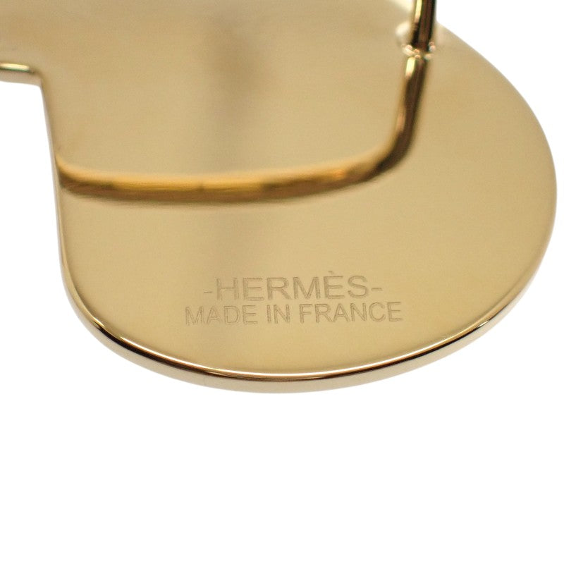 愛馬仕 HERMES A Cheval 絲巾環 金屬 黑色 金色金屬件 女士【中古】【A級品】