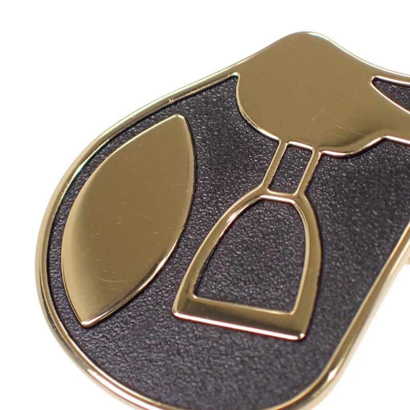 エルメス HERMES ア・シュヴァル A Cheval スカーフリング メタル ブラック ゴールド金具 レディース【中古】【Aランク】