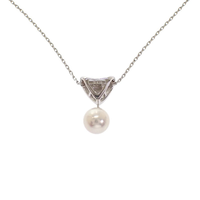 MIKIMOTO 御木本 Akoya 珍珠吊墜項鍊 18K 白金 Akoya 珍珠 鑽石 女士【中古】【A級】
