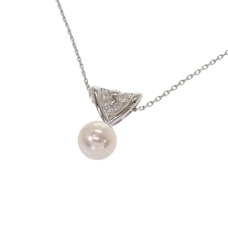 MIKIMOTO 御木本 Akoya 珍珠吊墜項鍊 18K 白金 Akoya 珍珠 鑽石 女士【中古】【A級】