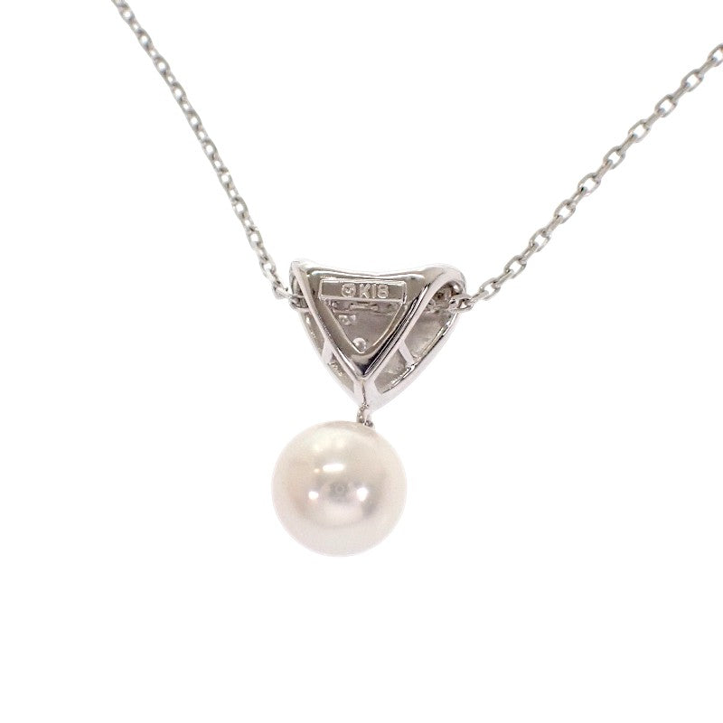 MIKIMOTO 御木本 Akoya 珍珠吊墜項鍊 18K 白金 Akoya 珍珠 鑽石 女士【中古】【A級】