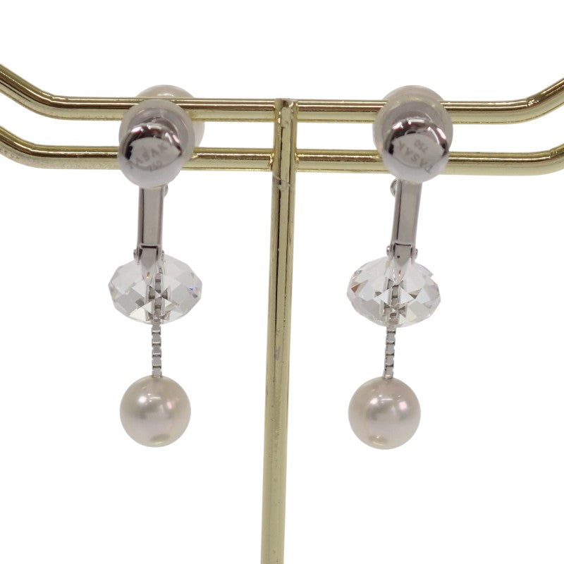 タサキ TASAKI ヴァリエ パール クリスタル イヤリング K18ホワイトゴールド アコヤ真珠 クリスタル レディース【中古】【Aランク】