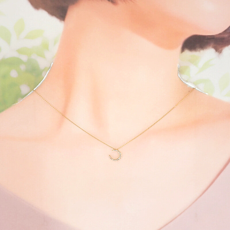 スタージュエリー STAR JEWELRY ムーン ネックレス K18イエローゴールド ダイヤモンド レディース【中古】【Aランク】
