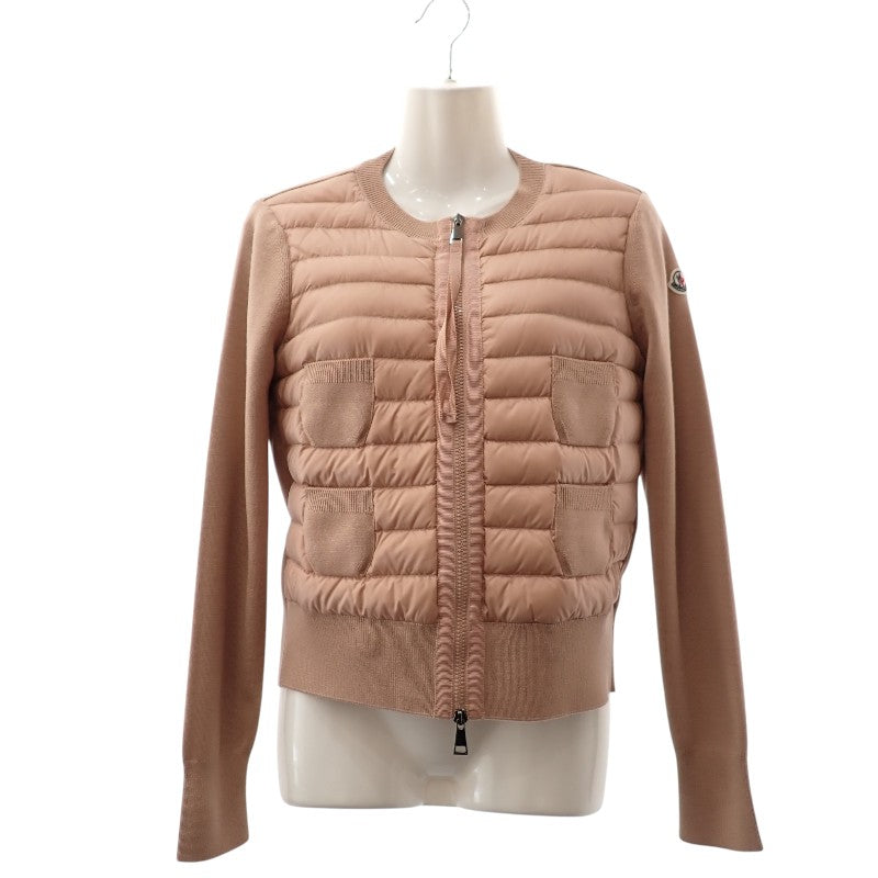 モンクレール MONCLER ダウン切替 ニットカーディガン CARDIGAN TRICOT XS F20939B51000 A9018 カーディガン ウール ナイロン ダウン90%/フェザー10% ピンク レディース【中古】【ABランク】