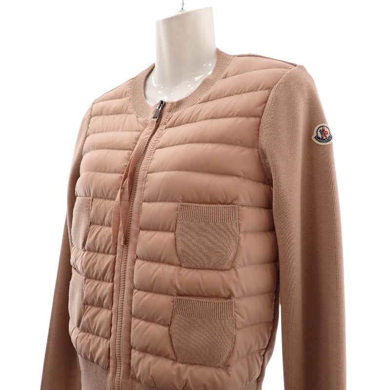 モンクレール MONCLER ダウン切替 ニットカーディガン CARDIGAN TRICOT XS F20939B51000 A9018 カーディガン ウール ナイロン ダウン90%/フェザー10% ピンク レディース【中古】【ABランク】